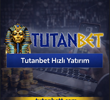 Tutanbet hızlı yatırım banner görseli, dijital para yatırma işlemleri, güvenli ödeme yöntemleri ve tutanbett.com adresini gösteren tanıtım görseli
