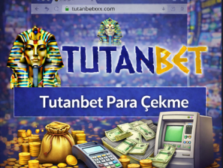 Tutanbet para çekme işlemlerini temsil eden ATM, nakit para ve ödeme simgeleri içeren casino banner görseli