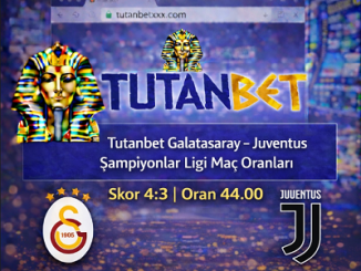 Tutanbet Galatasaray Juventus Şampiyonlar Ligi maç oranları bannerı, 4-3 skor için 44.00 oran, Galatasaray ve Juventus logoları ile futbol bahis görseli.